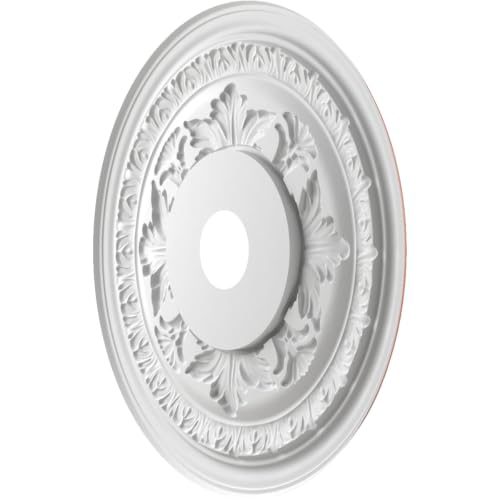 Image of Ekena Millwork CMP22BAFCP Baltimore Thermoformed PVC Ceiling Medallion (Fits Canopies up to 7 3 /4 inch), 22 inchOD x 3 1 /2 inchID x 1 inchP, Universal Pearl Metallic Champagne Pink
