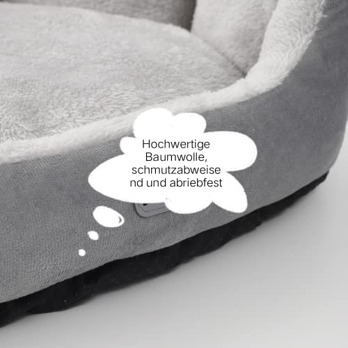 Nyescasa Hundebett Katzenbett Hundecouch Hundematte Hundekörbchen Katzenschlafplatz Hundesofa Katzensofa Kissen Plüsch Waschbar rutschfest für Große Katzen Hunde Runde Beige L(58 * 50 * 15)