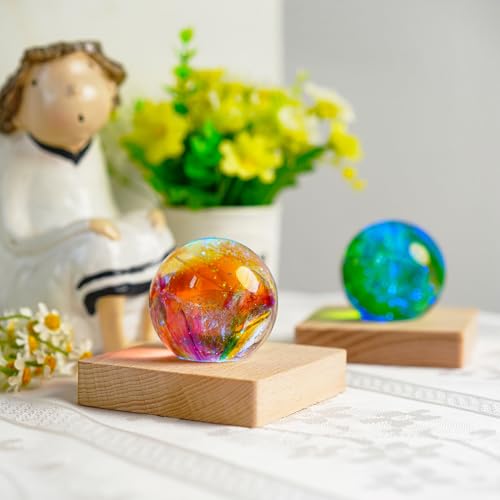 Image of ZEERSHEE Pack 2 LED Light Base for Crystal Colorful Lights 3.5 0.7inch Square Wood Display Stand for Acrylic 3D Crystals Glass Resin Art