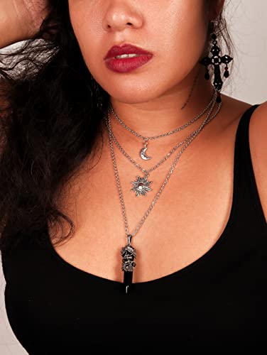 Sacina Gothic Crescent Moon Choker, Moon Sun Star Choker Necklace, Goth Gothic Necklace, Halloween Christmas Jewelry Gift for Women4