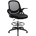 Devoko Drafting Chair Tall Office Chair with Flip-up Armrests Executive Computer Standing Desk Chair with Lockable Wheels and Adjustable Footrest Ring (Black)
