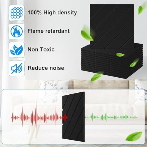 Panneaux muraux acoustiques en mousse ignifuge avec texture polyester - 12 dalles de studio