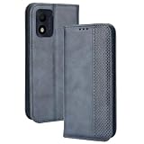 Lucyliy Custodia per TCL 303 Case Leather, Compatible Alcatel 1B 2020 Case PU Leather flip Cover blu