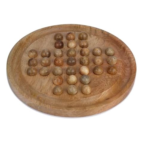 Ajuny Handcrafted Wooden Solitaire Board Game Cover
