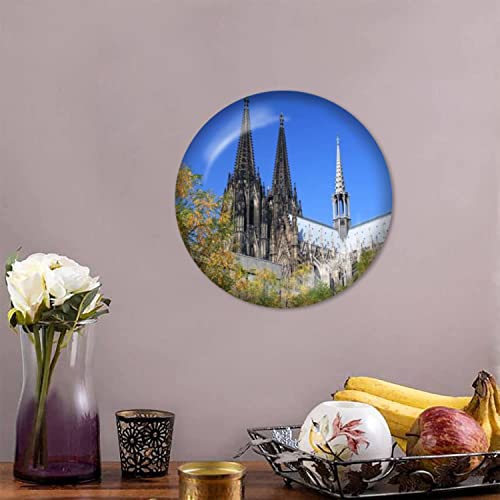 Disaoodank Decorative Plates Cologne Landmark Cologne Cathedral In Germany Wall Decor Ceramic Ornament With Display Stand And Hook Up For Festival, Parties, Wedding 8", Collector Plate #TOP5