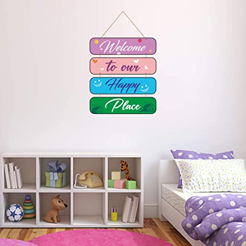 Image of Zesta Happy Place Wooden Wall Hanging Decorative Items /Hanging Home Wall Decor Items /MDF Decoration Items /Cute Wall Art For Living Room /Home Decor Items Living Room