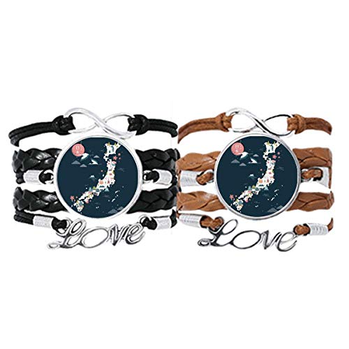 Bracelet traditionnel japonais en cuir DIYthinker avec carte | Cadeau double original