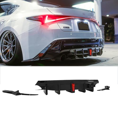 MUNALP Add-on Rear Diffuser + Rear Splitter for Lexus is IS300 IS350 Base F-Sport 2021-2025 Rear Bumper Lip Spoiler Chin Splitter Accessories ABS Plastics (Glossy Black)