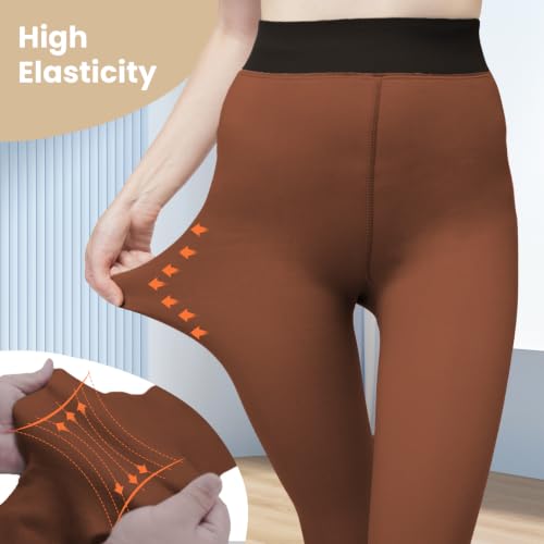 Image of X-CHENG Women Fleece Lined Tights Fake Translucent Sheer Thermal Tights