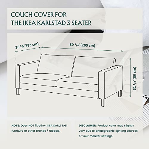 Bemz Classic Karlstad Sofa Cover – Replacement For Ikea 7 Piece Fitted Couch Cover Set Only Fits Ikea Karlstad 3 Seater Sofa – Couch Cushion Sofa Slipcovers For 3 Seat Cushion Couch – White #TOP3