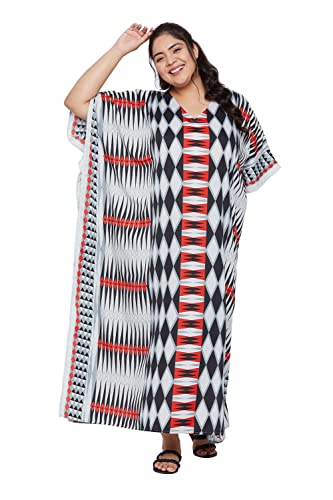 Image of Oussum Plus Size Kaftan Dresses for Women, Polyester Summer Caftan Cover Up Maxi Beach Dress, 1X-3X
