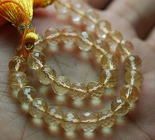 Citrine perles rondes facettées 9mm pour création de bijoux de luxe