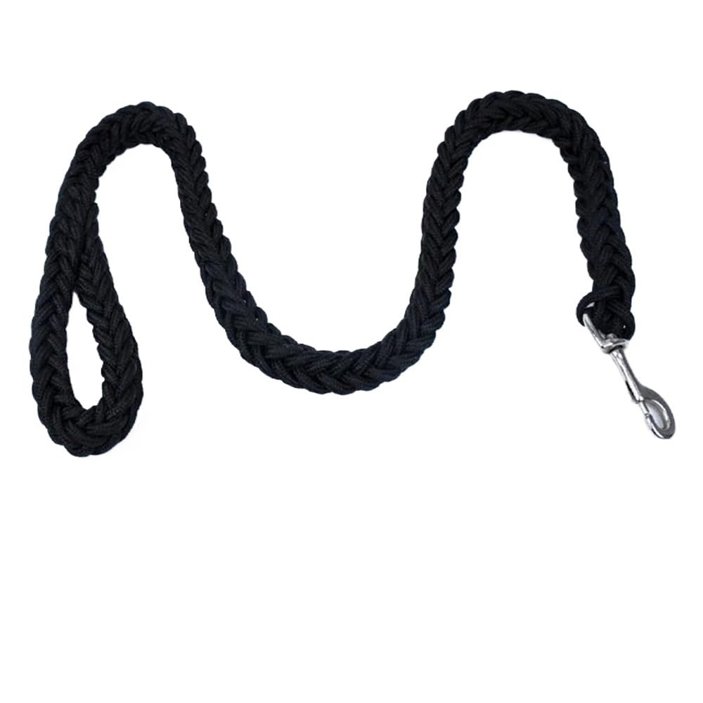 Grande guinzaglio per cani, corda di trazione con fibbia resistente, fatta a mano, resistente, durevole, guinzaglio intrecciato in nylon per cani di taglia media e grande, nero