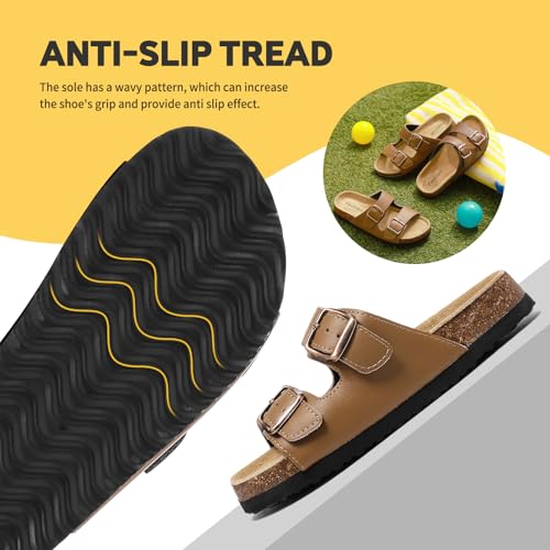 XTJSCBDSH Kids Sandals Boys Girls Slide Adjustable Back Strap Cork Toddler Slippers Casual Summer Shoes Open Toes with Cork Footbed3