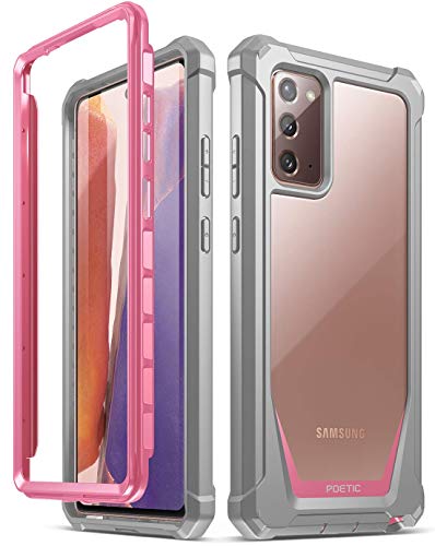 Poetic Guardian Series Designed for Samsung Galaxy Note 20 Case, Full-Body Hybrid Shockproof Bumper Cover, Without Built-in-Screen Protector, Pink/Clear