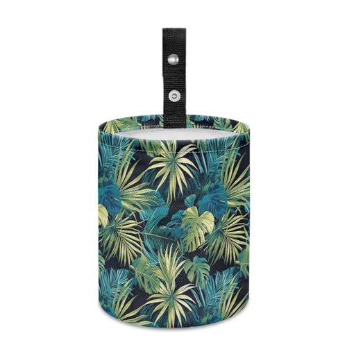 Image of Green Leaves Trash Bag for Car Vehicle Trash Can Waste Basket Collapsible Reusable Leak Proof Auto Organizer Road Trip Must Haves for Kids