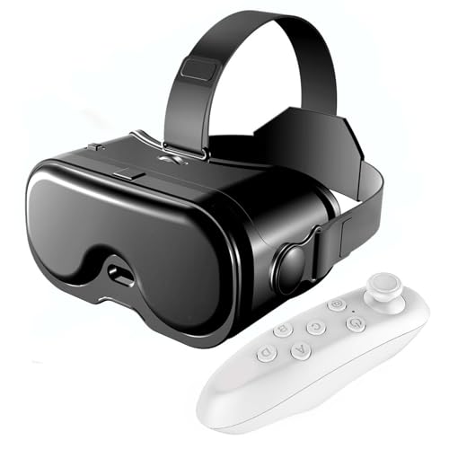 Tosuny Auriculares VR para Teléfono con Controlador Bluetooth, Gafas 3D VR con Lentes HD 120° FOV Anti-luz Azul y Engranajes Ajustables, Auriculares 3D VR para Teléfonos de 5-7 (White)