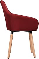 Vista 4 de Ergonomic Dining Chair Set, Wine Red Fabric Upholstered Chairs for Kitchen, Modern Dining Room Seating, Comfortable Home Furniture