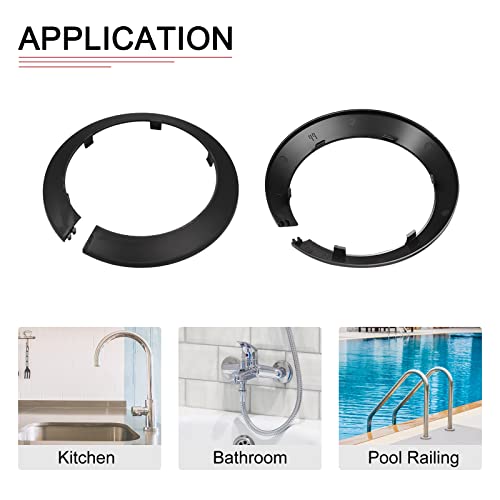 DTGN 150x14mm(DxT) Pipe Cover Decoration - 4Pack - Good for Bathroom Kitchen 110mm Dia Pipe - PP Plastic Escutcheon - Black - Image 4