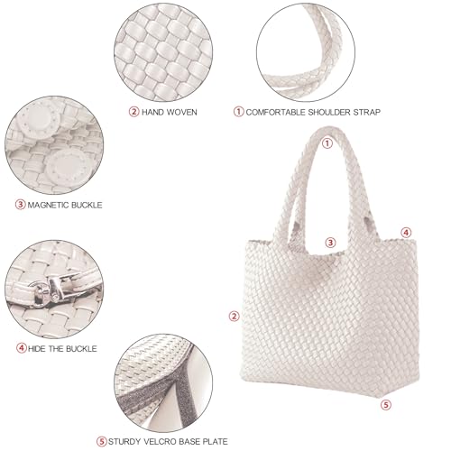 Image of JINMANXUE Fashion Woven Bag Shopper Bag Travel Handbags and Purses Women Tote Bag Large Capacity Shoulder Bags