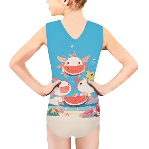 Image of Girls Swimsuits Size 3-14 Kids Summer Sleeveless One Piece Bathing Suit Beach V-Neck