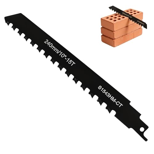 Wjelet Lame de scie sabre, en métal dur, 240 mm, pour bois, pierre, brique, béton, plaque de ciment, robuste, pour béton cellulaire, compatible avec...