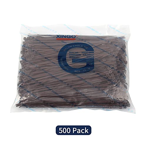 XINGO Brown Cable Ties Pack of 500, 200mm x 3.6mm, Premium Nylon Durable Zip Ties, Self-Locking UV Resistant Nylon Plastic Wire Ties for Indoor and Outdoor - Image 2