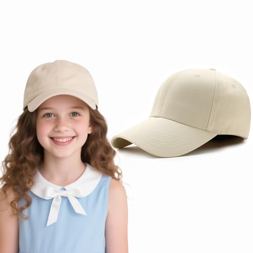 ATSNOSH Baseball Cap für Kinder, Beige Baumwolle Baseballkappe...
