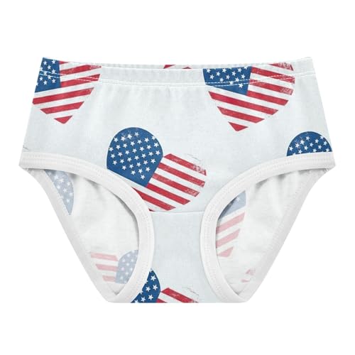 Designer Girls Underwear Toddlers 2t Cotton Girl Panties Cute Hearts American Flags USA White Briefs Underpants
