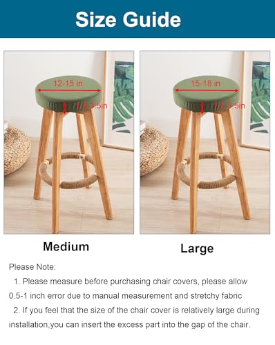 Image of CRFATOP 4 Pack Waterproof Green Bar Stool Covers Round Seat Slipcover,M