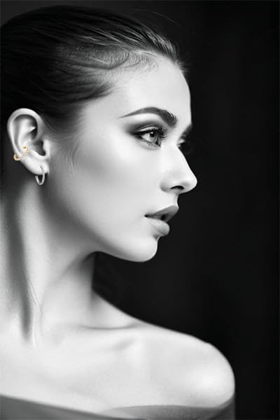 Stainless Steel Earrings Set,Hypoallergenic earrings 8mm & 10mm with CZ 3mm-5mm Studs in Gold & Silver4
