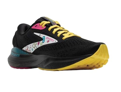 Brooks Women’s Adrenaline GTS 24 Supportive Running Shoe - Black/Yellow/Fuchsia - 9.5 Medium