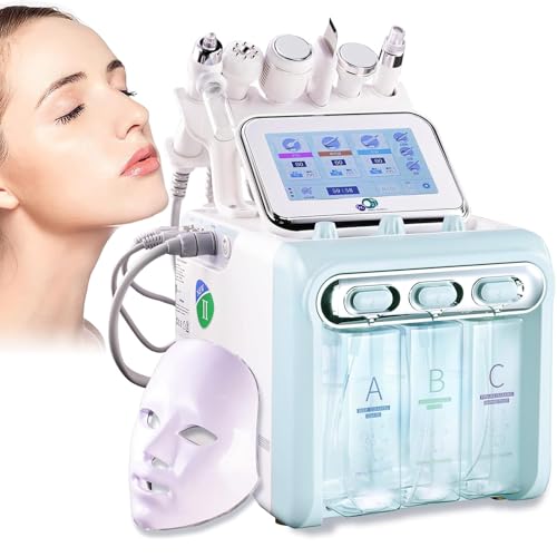 Hydrogen Oxygen Beauty Machine Professional 7 in 1 Facial Skin Care Device with Mask, Acne Relief & Brightening, At-Home Spa Facial Carefor Home & Beauty Salon Spà Care Device (Green)