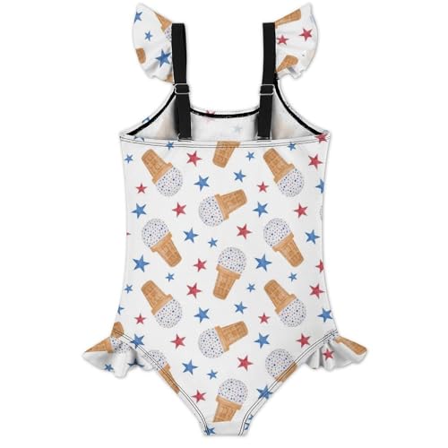 Image of Girls One Piece Swimsuit Lovely Cute Animals Ruffles Swimwear Bathing Suits 3-12 Years