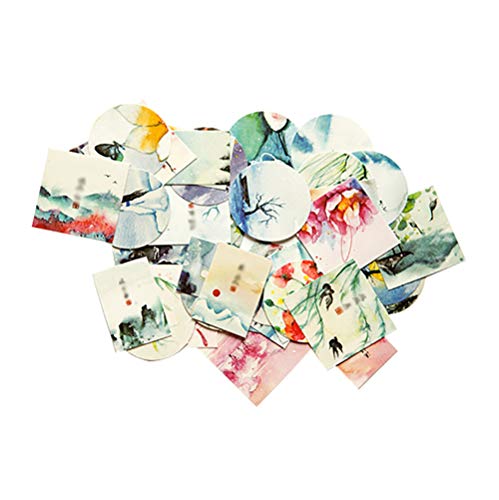 CAOLATOR 40 Blatt Chinesischer Stil Aufkleber Vintage Deko Sticker Hartes Papier Sticker Mädchen Tagebuchsticker Foto Album Dekoration Cover
