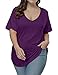 ALLEGRACE Womens Casual Scoop Collar Plus Size T Shirts Summer Tops Tee Purple XL