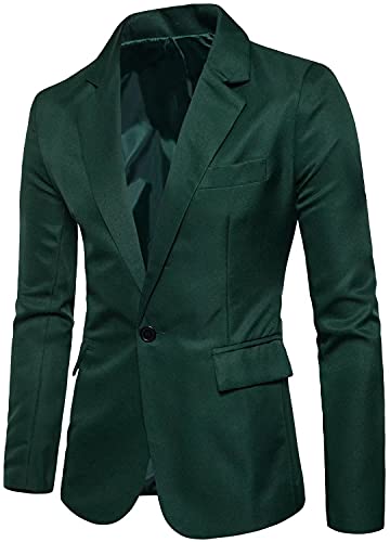 Men's Long Sleeves Peak Lapel Collar One Button Slim Fit Sport Coat Blazer