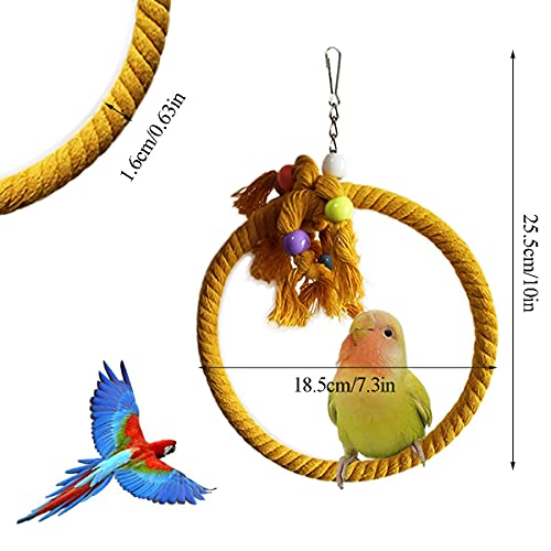 2 PCS Kuivoo Bird Swing Cotton Rope Ring, Bird Parrot Perches for Cage,Cage Hanging Bite Resistance Toys,Bird Stand Soft Ring Bed for Budgie,Cockatiel,Canary,Parakeet,Love-bird,Conures - Image 3