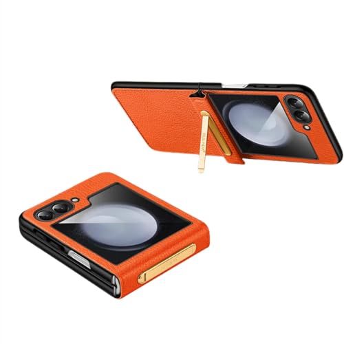 Coque Samsung Galaxy Z Flip 3 5G antichoc ENILSA en cuir orange