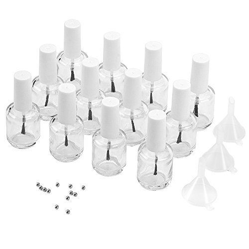 15ml Nail Polish Bottles, CICI&SISI Empty Nail Polish Bottles W/Brush Round Shape/12 Bottles Set