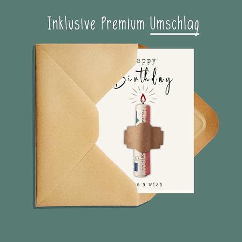 myDreamwork® Geldgeschenk Geburtstag – Geburtstagskarte Geldgeschenk mit Kerze – kreative Geldgeschenk Karte für Geldschein oder Gutschein – originelle Happy Birthday Karte für Frauen & Männer