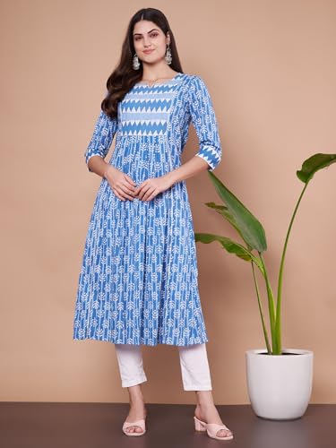 Image of JAPER KURTI Women's Cotton Floral Regular Kurta