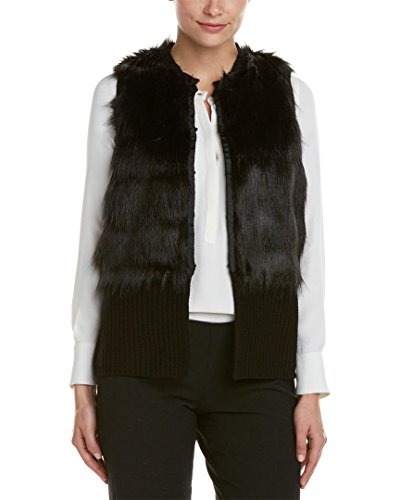 Vince Camuto Women's Golden Era Faux Fur Vest Rich Black Medium