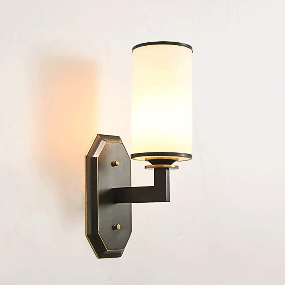 JKJZSALJ Modern Wall Lamp Glass Lampshade Brass Finish Wall Sconce Compatible With Living Room Bedroom Bedside Corridor, Modern