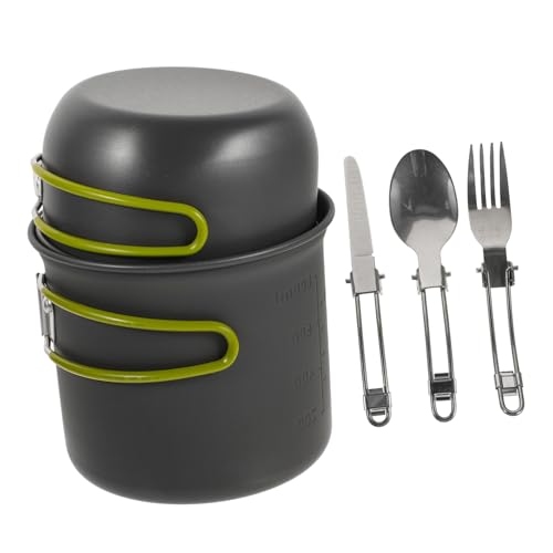 HEMOTON 1 Juego De 2 Piezas Olla De Camping Mini Frío Gadgets De Cocina Balanzas Digitales De Cocina Equipo Cocina De Viaje Tetera Para Acampar Estufa De Camping Sartenes Silver