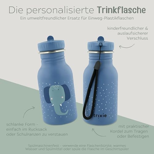 wunderwunsch Trinkflasche personalisiert für Kinder, Flasche personalisiert, Babyflasche, Kinder Flasche, Trixie Trinkflaschen mit individuellem Namen (Elefant, 350ml)