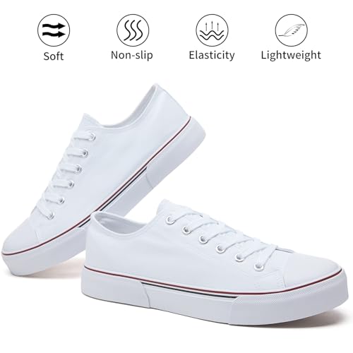 Image of yageyan Men Canvas Low top Shoes Classic Casual Sneakers Black and White Fashion Shoes