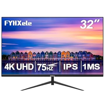 Monitor de computador de 32 polegadas 4K UHD 3840 * 2160 75hz 1MS, monitor IPS para design, jogos casuais, trabalho, monitor de bisel ultrafino compatível com sincronização adaptativa, 100% sRGB, HDR