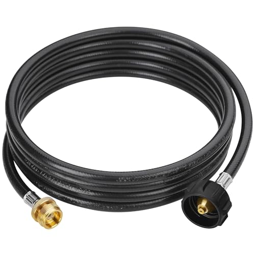 CALPOSE 12 Feet Propane Adapter Hose, 1lb to 20lb Adapter Converts 1lb Appliances to 5-40lb Tanks, Gas Hose for Weber Q, Coleman Grill, Buddy Heaters and More