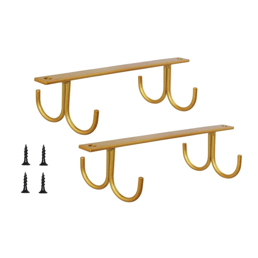 Baoblaze Cup Hooks for Kitchen Cupboard Mug Hanger Under Shelf Hooks Cup Holder Organiser for Storage Screw Fitting Under Cabinet, Gold